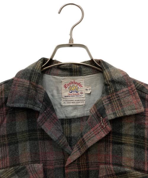 EASTCHESTER（イーストチェスター）EASTCHESTER (イーストチェスター) 60`Sウールチェックオープンカラーシャツ グレー サイズ:Mの古着・服飾アイテム