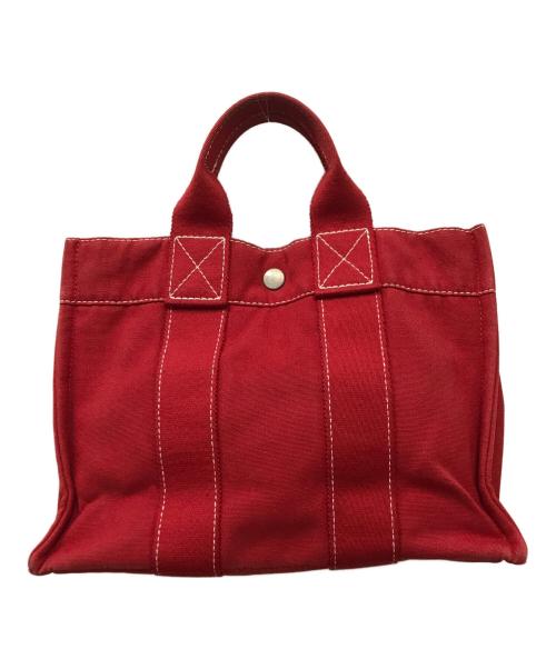 HERMES（エルメス）HERMES (エルメス) キャンバスハンドバッグ レッドの古着・服飾アイテム