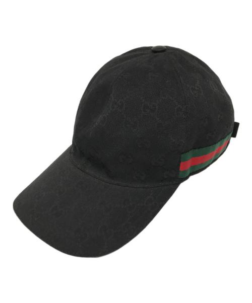 GUCCI（グッチ）GUCCI (グッチ) GG柄ベースボールキャップ ブラックの古着・服飾アイテム