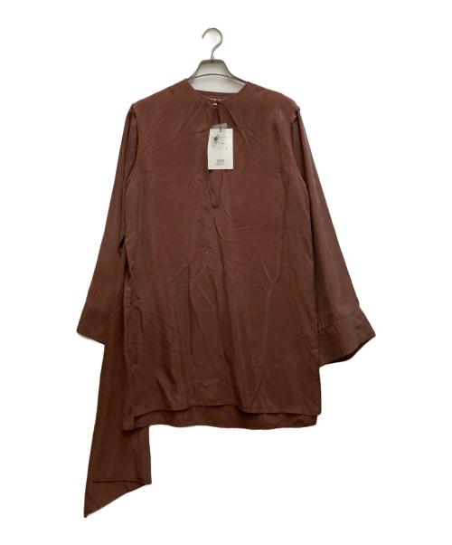 la peau de gem（ラポドゥジェム）la peau de gem (ラポドゥジェム) cupra scarf shirt ブラウン サイズ:FREE 未使用品の古着・服飾アイテム