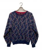 Yves Saint Laurentイヴサンローラン）の古着「90's マルチデザインニット」｜ネイビー