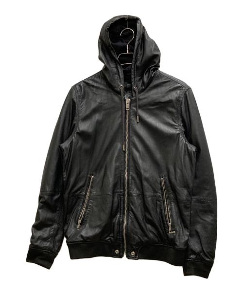 DIESEL（ディーゼル）DIESEL (ディーゼル) シープレザーフーデッドジャケット ブラック サイズ:Lの古着・服飾アイテム