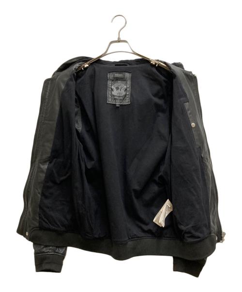 DIESEL（ディーゼル）DIESEL (ディーゼル) シープレザーフーデッドジャケット ブラック サイズ:Lの古着・服飾アイテム