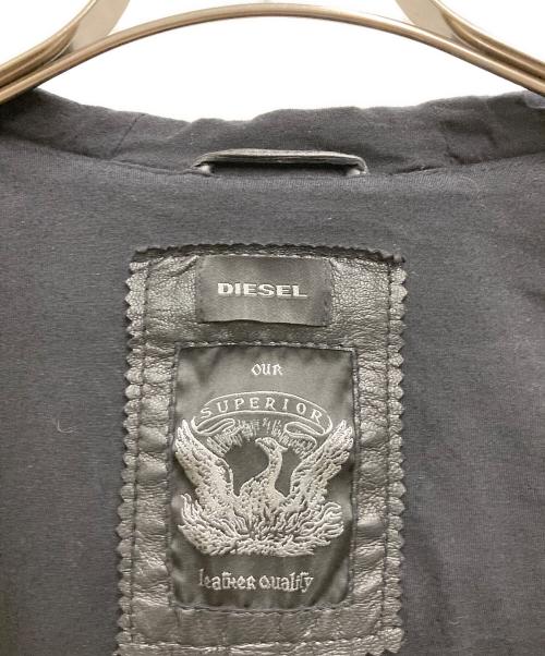 DIESEL（ディーゼル）DIESEL (ディーゼル) シープレザーフーデッドジャケット ブラック サイズ:Lの古着・服飾アイテム