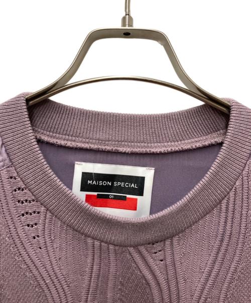 MAISON SPECIAL（メゾンスペシャル）MAISON SPECIAL (メゾンスペシャル) Blister Combination Prime-Over Crew Neck T-Shirt パープル サイズ:1の古着・服飾アイテム