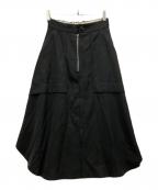 Ujohウジョー）の古着「ウールツイルドッキングフレアスカート」｜ブラック