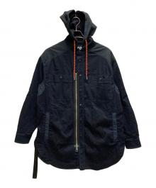 DIESEL（ディーゼル）の古着「ナイロンコンビデニムフードジャケット」｜インディゴ