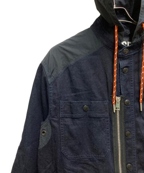 DIESEL（ディーゼル）DIESEL (ディーゼル) ナイロンコンビデニムフードジャケット インディゴ サイズ:XSの古着・服飾アイテム
