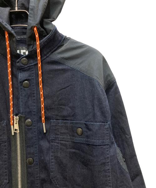 DIESEL（ディーゼル）DIESEL (ディーゼル) ナイロンコンビデニムフードジャケット インディゴ サイズ:XSの古着・服飾アイテム