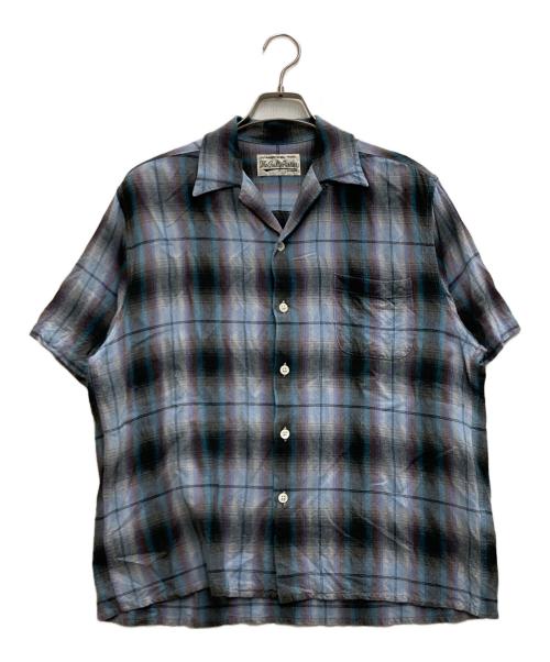 WACKO MARIA（ワコマリア）WACKO MARIA (ワコマリア) OMBRE CHECK OPEN COLLAR SHIRT S/S ブルー サイズ:Ⅿの古着・服飾アイテム
