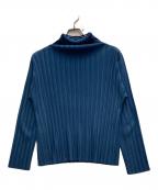 PLEATS PLEASEプリーツプリーズ）の古着「ハイネックプリーツカットソー」｜ブルー