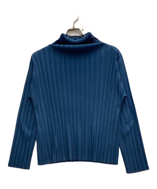 PLEATS PLEASE（プリーツプリーズ）PLEATS PLEASE (プリーツプリーズ) ハイネックプリーツカットソー ブルー サイズ:3の古着・服飾アイテム