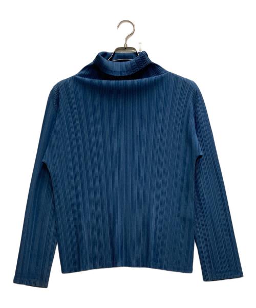 PLEATS PLEASE（プリーツプリーズ）PLEATS PLEASE (プリーツプリーズ) ハイネックプリーツカットソー ブルー サイズ:3の古着・服飾アイテム