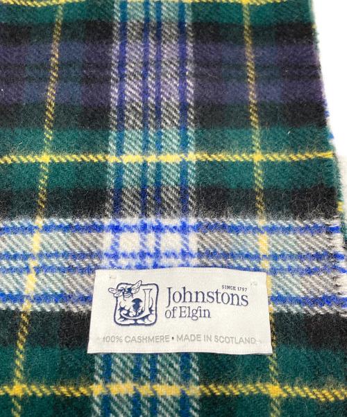 JOHNSTONS OF ELGIN（ジョンストンズオブエルガン）JOHNSTONS OF ELGIN (ジョンストンズオブエルガン) カシミヤチェックマフラー グリーンの古着・服飾アイテム