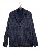 m's braqueエムズブラック）の古着「チェックドットL/Sシャツ」｜ネイビー