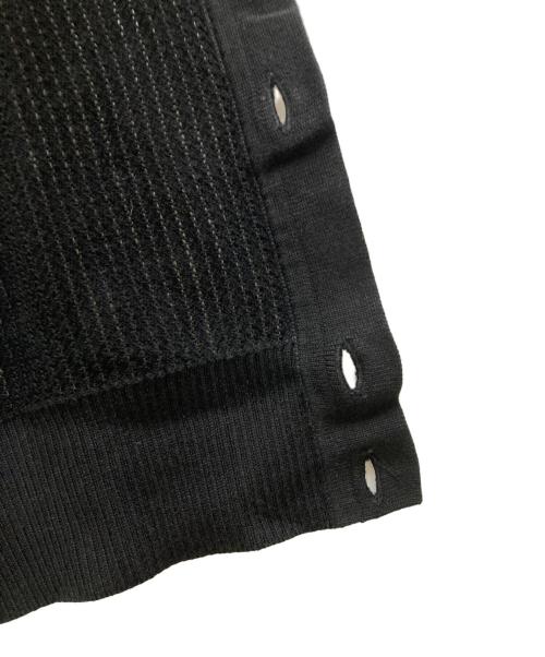 crepuscule（クレプスキュール）crepuscule (クレプスキュール) Stripe Mesh Knit Shirt ブラック サイズ:2の古着・服飾アイテム