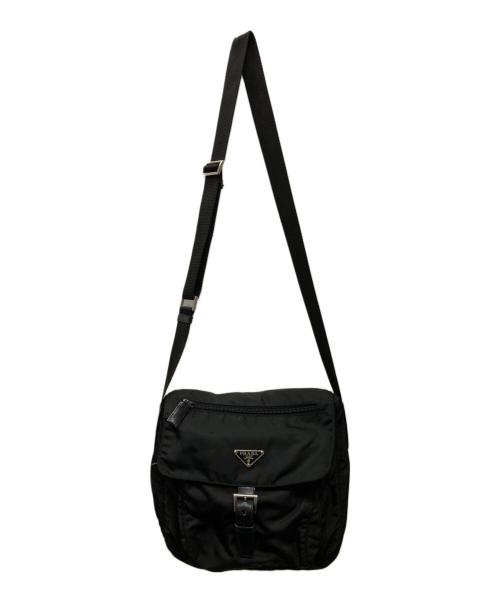 PRADA（プラダ）PRADA (プラダ) 三角プレートショルダーバッグ ブラックの古着・服飾アイテム