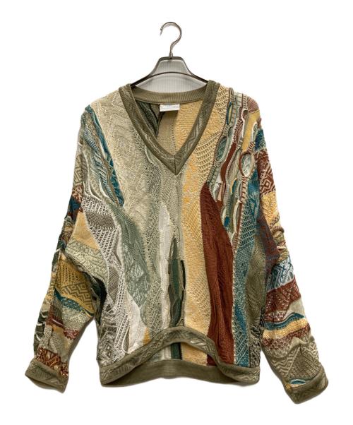 Coogi（クージー）Coogi (クージー) Vネック3Dニット ベージュ サイズ:Mの古着・服飾アイテム