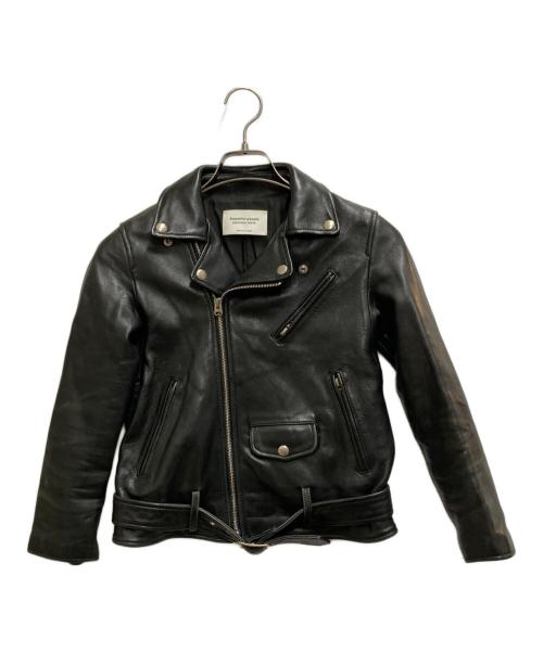 beautiful people（ビューティフルピープル）beautiful people (ビューティフルピープル) vintage leather riders jacket ブラック サイズ:140の古着・服飾アイテム