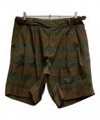 KOLORカラー）の古着「ボーダーグルカショーツ」｜ブラウン