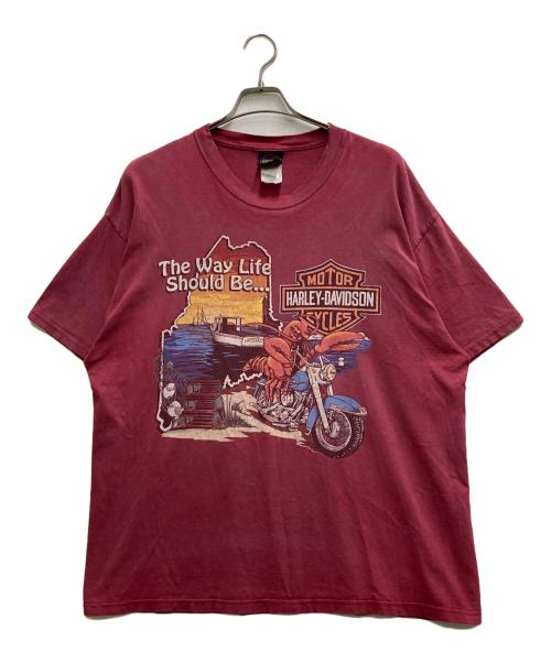 HARLEY-DAVIDSON（ハーレーダビッドソン）HARLEY-DAVIDSON (ハーレーダビッドソン) 90`SロブスターバイクTEE レッド サイズ:XLの古着・服飾アイテム