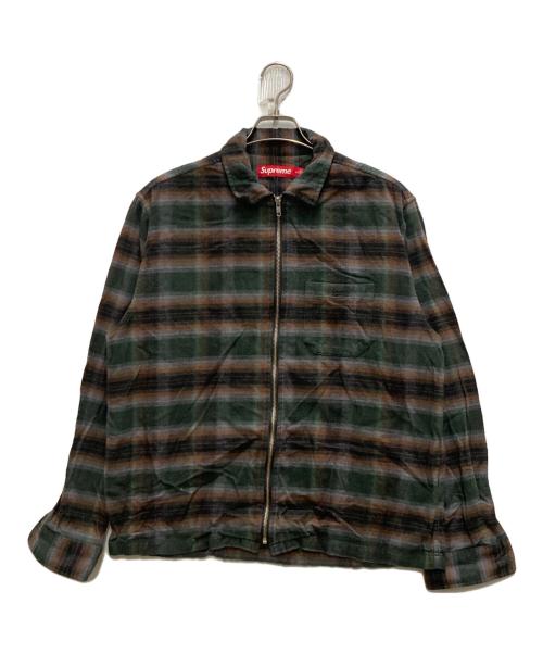 SUPREME（シュプリーム）Supreme (シュプリーム) Shadow Plaid Flannel Zip Up Shirt ブラウン×グリーン サイズ:Ⅿの古着・服飾アイテム