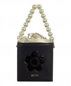 MARY QUANTマリークヮント）の古着「パールデコレーションデイジーバッグ」｜ブラック