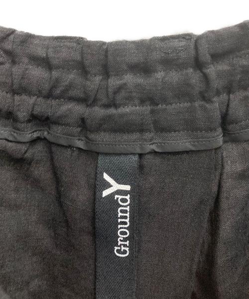 GROUND Y（グラウンドワイ）GROUND Y (グラウンドワイ) リネンハーフパンツ ブラック サイズ:3の古着・服飾アイテム
