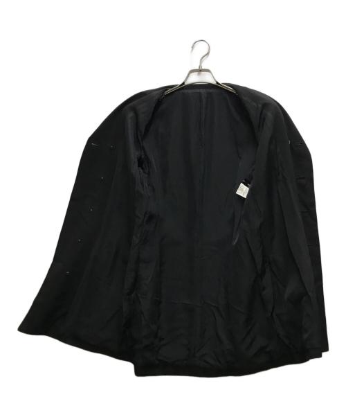 yohji yamamoto+noir（ヨウジヤマモトプリュスノアール）yohji yamamoto+Noir (ヨウジヤマモトプリュスノアール) ウールギャバロングジャケット ブラック サイズ:34の古着・服飾アイテム