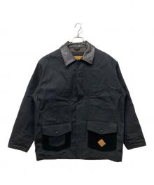 Timberland（ティンバーランド）の古着「レザー切替カバーオール」｜ブラック