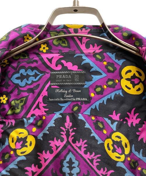 PRADA（プラダ）PRADA (プラダ) holliday&brown (ホリデーアンドブラウン) 総柄シルクシャツ パープル サイズ:39の古着・服飾アイテム