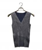 PLEATS PLEASEプリーツプリーズ）の古着「ノースリーブメタリックプリーツカットソー」｜シルバー