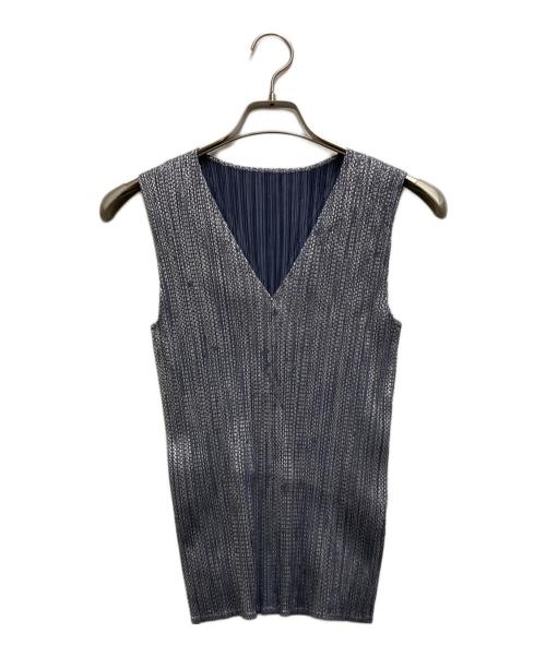 PLEATS PLEASE（プリーツプリーズ）PLEATS PLEASE (プリーツプリーズ) ノースリーブメタリックプリーツカットソー シルバー サイズ:3の古着・服飾アイテム