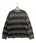 stussyステューシー）の古着「ボーダースウェット」｜グレー