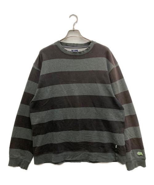 stussy（ステューシー）stussy (ステューシー) ボーダースウェット グレー サイズ:XLの古着・服飾アイテム