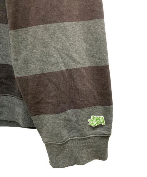 stussy（ステューシー）stussy (ステューシー) ボーダースウェット グレー サイズ:XLの古着・服飾アイテム