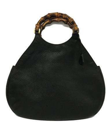 中古・古着通販】GUCCI (グッチ) レザートートバッグ ブラック