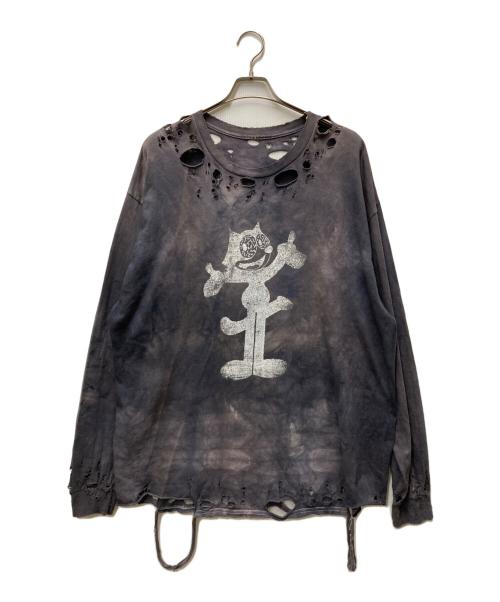 TEPPEI FURUYAMA（テッペイフルヤマ）TEPPEI FURUYAMA (テッペイフルヤマ) ダメージ加工プリント長袖カットソー グレー サイズ:不明の古着・服飾アイテム