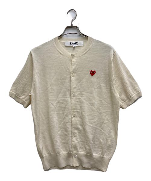 PLAY COMME des GARCONS（プレイコムデギャルソン）PLAY COMME des GARCONS (プレイコムデギャルソン) Unisex Round Neck Short Sleeve Cardigan ベージュ サイズ:Mの古着・服飾アイテム