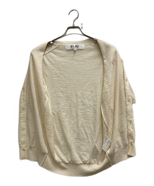 PLAY COMME des GARCONS（プレイコムデギャルソン）PLAY COMME des GARCONS (プレイコムデギャルソン) Unisex Round Neck Short Sleeve Cardigan ベージュ サイズ:Mの古着・服飾アイテム