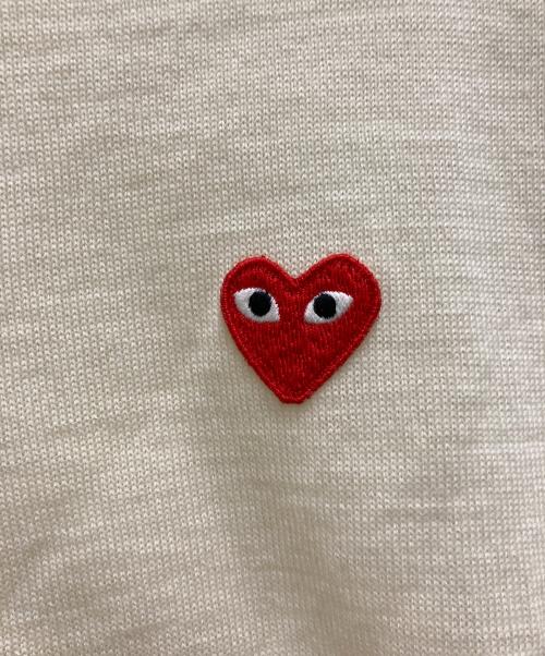 PLAY COMME des GARCONS（プレイコムデギャルソン）PLAY COMME des GARCONS (プレイコムデギャルソン) Unisex Round Neck Short Sleeve Cardigan ベージュ サイズ:Mの古着・服飾アイテム