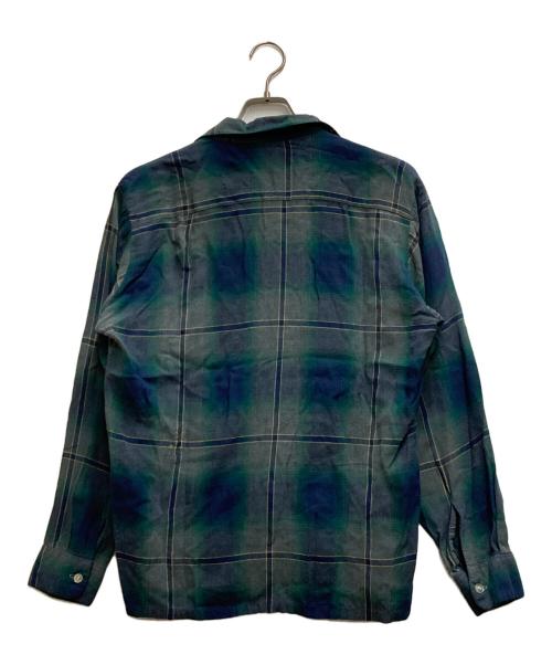 TOWN CRAFT（タウンクラフト）TOWN CRAFT (タウンクラフト) 60'S オンブレチェックレーヨンシャツ グリーン×ネイビー サイズ:15 1/2の古着・服飾アイテム