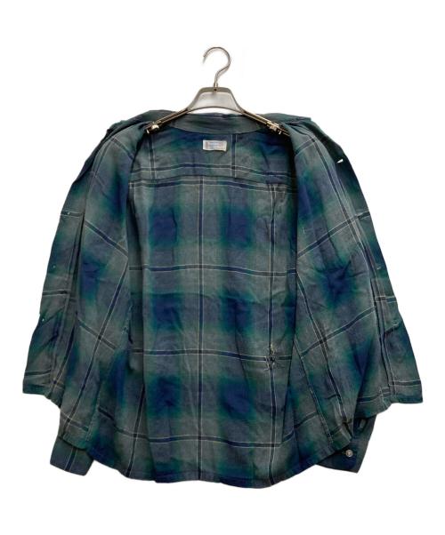 TOWN CRAFT（タウンクラフト）TOWN CRAFT (タウンクラフト) 60'S オンブレチェックレーヨンシャツ グリーン×ネイビー サイズ:15 1/2の古着・服飾アイテム