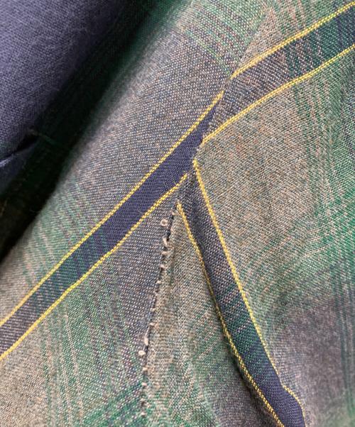 TOWN CRAFT（タウンクラフト）TOWN CRAFT (タウンクラフト) 60'S オンブレチェックレーヨンシャツ グリーン×ネイビー サイズ:15 1/2の古着・服飾アイテム