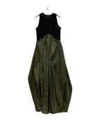 UN3D.アンスリード）の古着「CURVE LINE TUCK SLEEVELESS OP」｜ブラック×カーキ