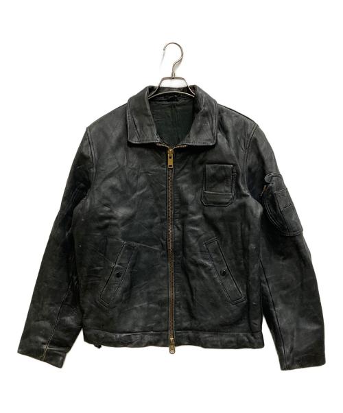 French Army（フランス軍）French Army (フレンチアーミー) 80'S~ パイロットレザージャケット ブラック サイズ:52の古着・服飾アイテム