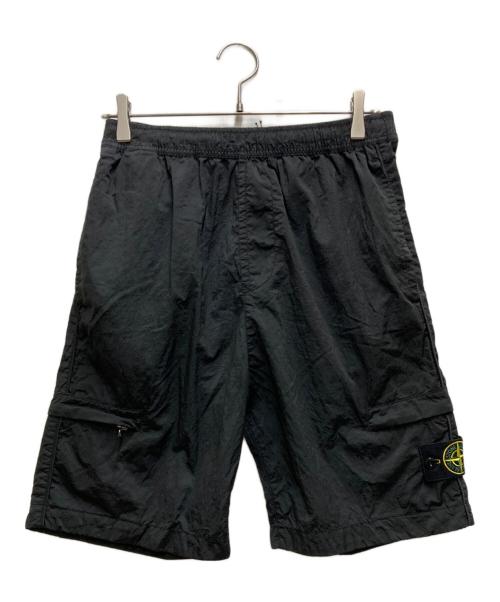 STONE ISLAND（ストーンアイランド）STONE ISLAND (ストーンアイランド) ガーメントダイナイロンメタルシャーリングショーツ ブラック サイズ:Ｗ30の古着・服飾アイテム