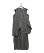 ENFOLDエンフォルド）の古着「SQUARE DRAPE DRESS」｜グレー