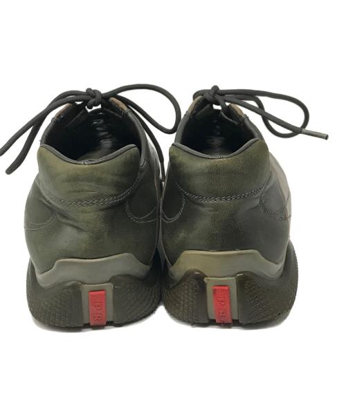 PRADA SPORTS（プラダスポーツ）PRADA SPORTS (プラダスポーツ) 00's スクエアトゥレザースニーカー ブラウン×グリーン サイズ: 8 1/2の古着・服飾アイテム