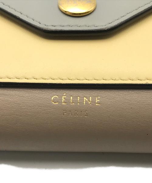 CELINE（セリーヌ）CELINE (セリーヌ) トライフォールドウォレット ブルー×ベージュの古着・服飾アイテム